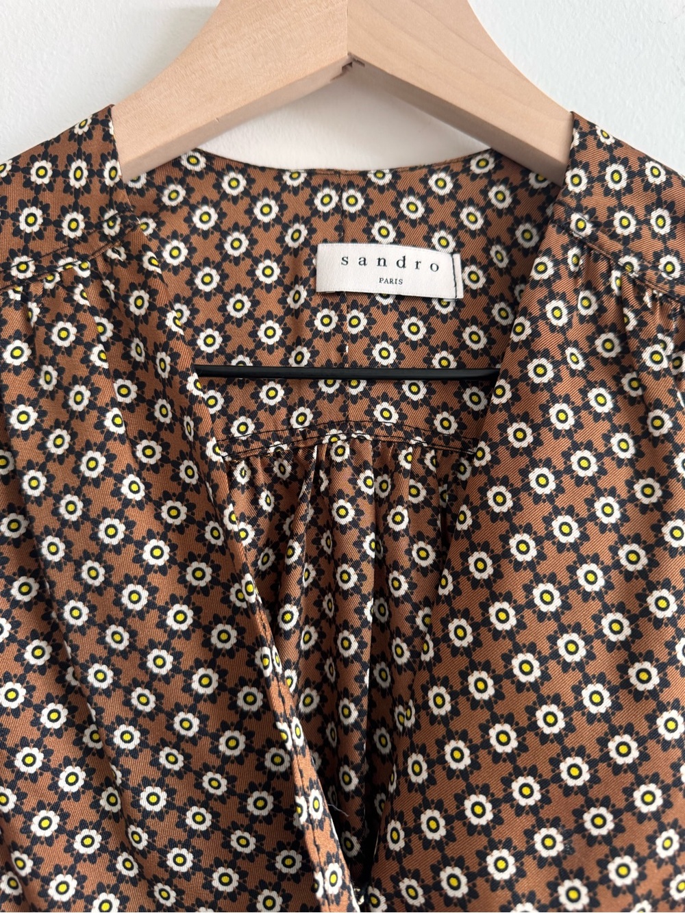 Sandro | Bruns Perrine Printed Satin Button-Front Mini Dress ~ US 4 - Picture 8 of 12
